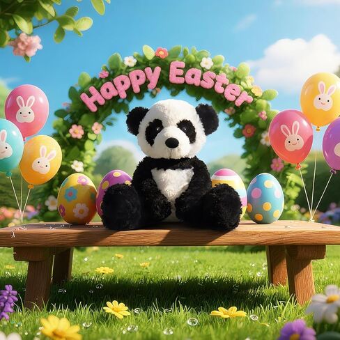 Apricot Lamb Toys Plush Panda Bear Stuffed Animal Soft Cuddly Perfect for Child (Black and White Panda, 9 Inches) in Kuwait