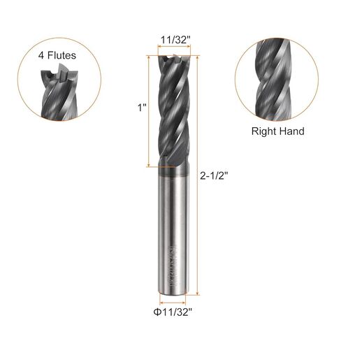 HARFINGTON كربيد مربع نهاية مطحنة بت 11/32 "قطع ضياء 4 مزامير TiAlN المغلفة قاطعة الطحن للمعدن الصلب المتصلب (11/32" عرقوب 1 "طول القطع 2-1 / 2" طويل 30 درجة اللولب) in Saudi Arabia