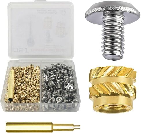 مجموعة مسامير ملولبة 200 قطعة، 100 قطعة M3x4x5 طقم حراري، ذهبي in Kuwait