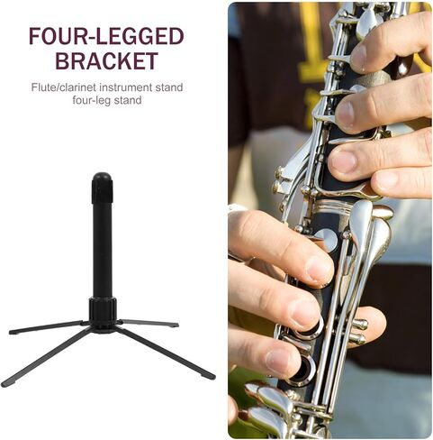 Portable Clarinet and Flute Stand, Foldable Black Four-leg Instrument Holder, Lightweight Wind Instrument Support for Travel and Practice in Saudi Arabia