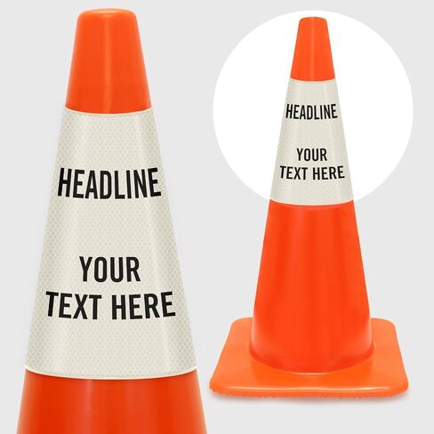 SmartSign Custom Cone Message Sleeve, Prismatic Reflective Vinyl Cone Collar for Safety/Traffic Cone, 3-Side Printing (Cone Not Included), Made in USA in Saudi Arabia