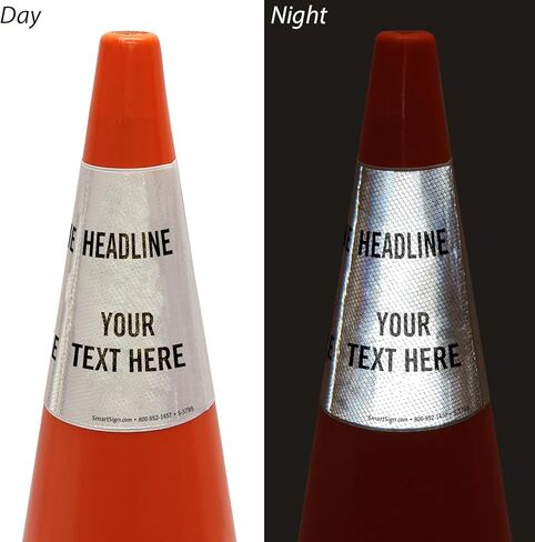 SmartSign Custom Cone Message Sleeve, Prismatic Reflective Vinyl Cone Collar for Safety/Traffic Cone, 3-Side Printing (Cone Not Included), Made in USA in Saudi Arabia