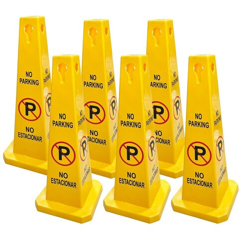 Pack of 6 Four-Sided Traffic Cone No Parking Sign, High Visibility Yellow, 26 inches Heigh, No Parking Cones in Saudi Arabia