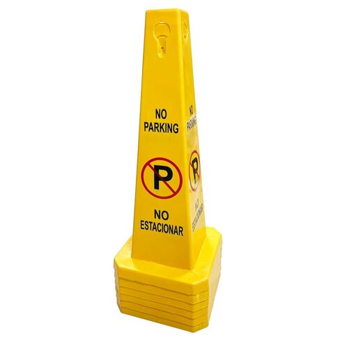 Pack of 6 Four-Sided Traffic Cone No Parking Sign, High Visibility Yellow, 26 inches Heigh, No Parking Cones in Saudi Arabia