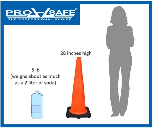 28" High Orange PVC Traffic Cone with Black 13" Base: 5 Lb in Kuwait