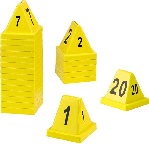 Global Industrial Numbered Pallet Control Cones, Four-Sided, Numbers 1-20, High-Impact Plastic Construction, 4-1/2"L x 4-1/2"W x 4-3/8"H, Yellow, 20 Pack in Saudi Arabia