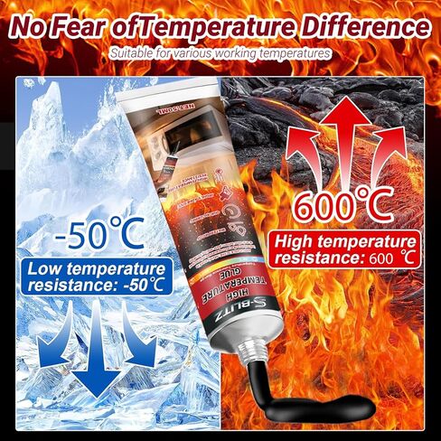 Heat Resistant Silicone, Heat Resistant Glue, Heat Resistant Glue 50ml X 2 Pack, High Temperature Silicone Sealant for Oven Door for Sealing Glass Cooktops, Fireplace Surrounds Kitchen Fittings in Saudi Arabia