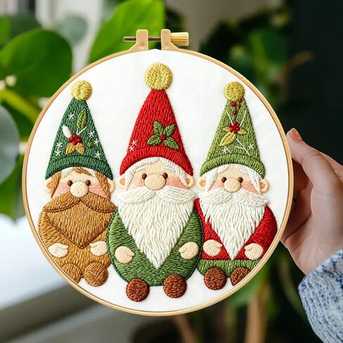 Zhenqing Christmas Embroidery Kits للبالغين المبتدئين ، ومجموعات التطريز اليدوي مع نمط التطريز المختوم ، ومجموعات تخزين عيد الميلاد Crewel مع مجموعة Hoop-4 قطعة (C0042) in Kuwait