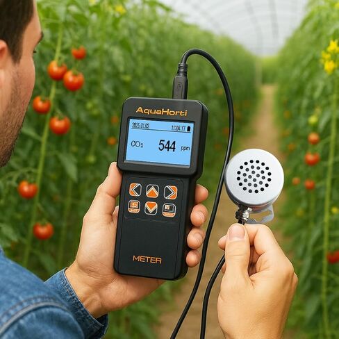 AH-200 PAR متر مع أجهزة استشعار ثاني أكسيد الكربون ودرجة الحرارة والرطوبة - تسجيل PAR وDLI وVPD وCO2 للنباتات - تسجيل بيانات USB - الدفيئة وخيمة النمو والزراعة المائية in Kuwait
