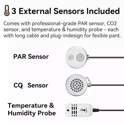 AH-200 PAR متر مع أجهزة استشعار ثاني أكسيد الكربون ودرجة الحرارة والرطوبة - تسجيل PAR وDLI وVPD وCO2 للنباتات - تسجيل بيانات USB - الدفيئة وخيمة النمو والزراعة المائية in Kuwait
