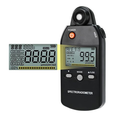 PAR Meter 320-800 nm PPFD Meter Measures PPFD, UVA, and IR Light Intensity, PAR Meter for LED Grow Lights, Quantum PAR Meter Features Data Storage, Hold/MAX/MIN/AVG, Wavelength Switching Modes in Saudi Arabia