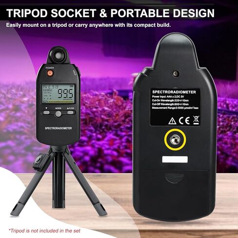 PAR Meter 320-800 nm PPFD Meter Measures PPFD, UVA, and IR Light Intensity, PAR Meter for LED Grow Lights, Quantum PAR Meter Features Data Storage, Hold/MAX/MIN/AVG, Wavelength Switching Modes in Saudi Arabia