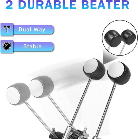 دواسة طبلة مزدوجة الجهير، دواسات ركلة مزدوجة لمجموعة الطبول الكهربائية الصوتية، مع محرك مزدوج السلسلة، لوح قدم معدني مصقول، لمسة نهائية مطلية بالكهرباء، مناسبة لممارسة المبتدئين، من ALLCIFP in Kuwait