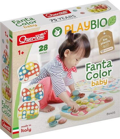 Quercetti Chunky Peggy PlayBio Stacking Toy - Classic Play for Motor Skill Development, Made with Recyclable Bioplastic, for Toddlers and Little Kids Ages 1-3 Years in Kuwait