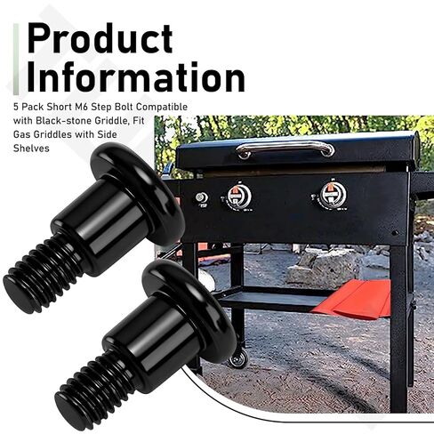 5 قطع قصيرة من مسامير خطوة M6 متوافقة مع شواية الغاز ذات الحجر الأسود 1785 1868 1901 1902 1962 1963 2307 2322 2256 1916 2151، تناسب شبكات الغاز مع رف جانبي in Kuwait