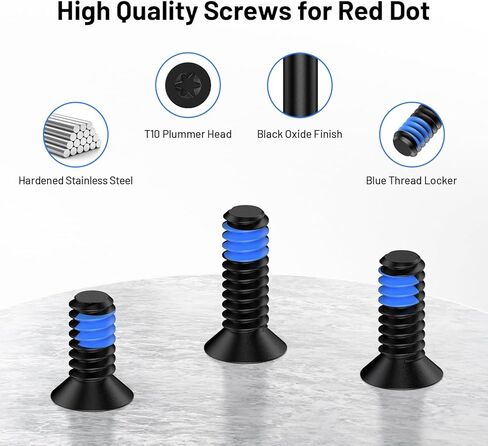 طقم براغي منقط أحمر مكون من 9 قطع يتضمن 6-32 بوصة 8 مم/9.5 مم/11 مم لبصريات Red Dot Sight والتركيب المتوافق مع Holosun 407c/507c/508t، وخزانة الخيوط الزرقاء المصنوعة من الفولاذ المقاوم للصدأ in Kuwait