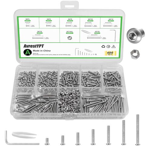 مجموعة متنوعة من البراغي والصواميل المترية مكونة من 439 قطعة - براغي آلة M3 M4 M5 مع قفل وغسالات مسطحة، مجموعة براغي فضية برأس مقبس سداسي من الفولاذ بدرجة 10.9 للأجهزة والطابعة ثلاثية الأبعاد والمشروعات التي تصنعها بنفسك in Kuwait