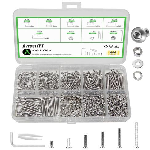 439PCS Metric Bolt and Nut Assortment Kit - M3 M4 M5 Machine Screws with Lock & Flat Washers, Grade 10.9 Alloy Steel Hex Socket Button Head Silver Screw Set for Hardware, 3D Printer, and DIY Projects in Saudi Arabia