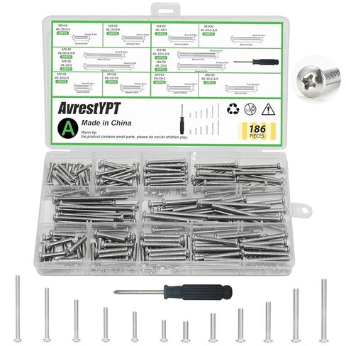 439PCS Metric Bolt and Nut Assortment Kit - M3 M4 M5 Machine Screws with Lock & Flat Washers, Grade 10.9 Alloy Steel Hex Socket Button Head Silver Screw Set for Hardware, 3D Printer, and DIY Projects in Saudi Arabia