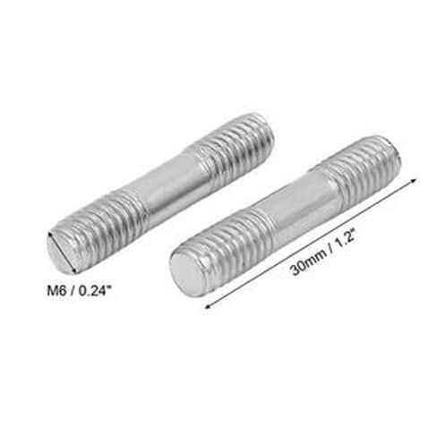 #US M6 x 30mm الفولاذ المقاوم للصدأ ذو نهاية مزدوجة مسمار لولبي ملولب 20PACK in Saudi Arabia
