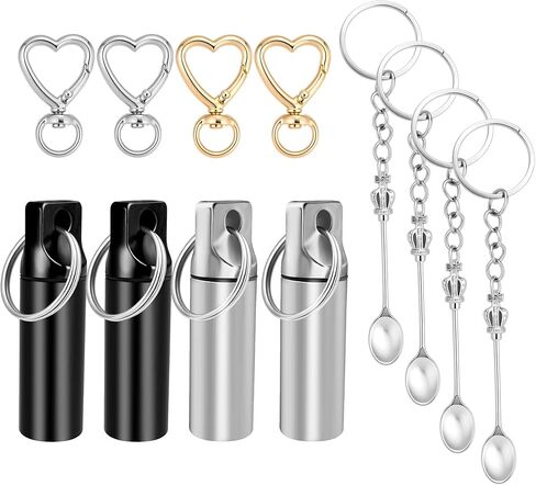 6 قطع من سلسلة مفاتيح حامل حبوب الدواء - منظم سلسلة مفاتيح طبية محمول، حقيبة حبوب صغيرة مدمجة للاستخدام اليومي، السفر للتخييم في الهواء الطلق (أحمر وأزرق) in Kuwait