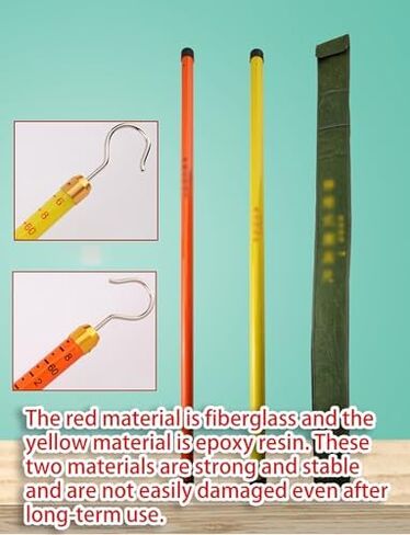 Telescopic Electrician Measuring Rod 600cm for Power Line & Telecom Tower - High-Voltage Measurement Tool with Portable Carry Bag (Yellow) in Saudi Arabia