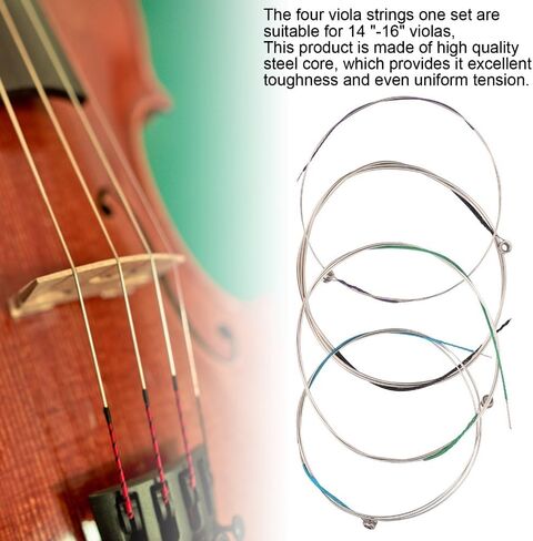 مجموعة قطع من أوتار الكمان - مجموعة كاملة من أوتار الفولاذ المقاوم للصدأ الأساسية E A D G للكمان مقاس 14 بوصة - 16 بوصة، والتنظيف، والصيانة، والنغمات الدافئة والتناغمات الغنية in Kuwait