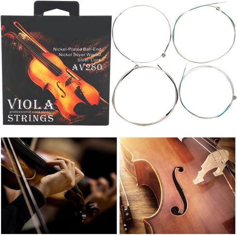 مجموعة قطع من أوتار الكمان - مجموعة كاملة من أوتار الفولاذ المقاوم للصدأ الأساسية E A D G للكمان مقاس 14 بوصة - 16 بوصة، والتنظيف، والصيانة، والنغمات الدافئة والتناغمات الغنية in Kuwait