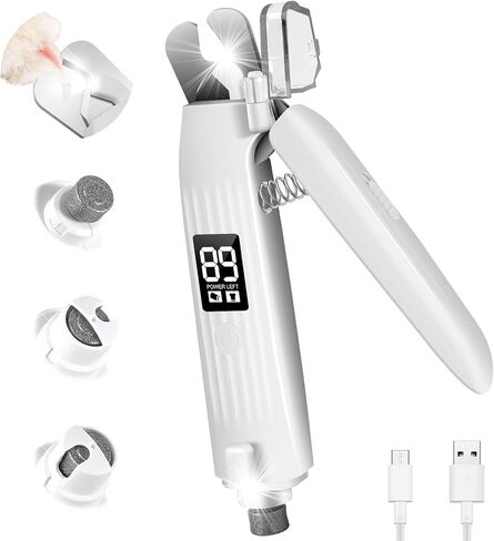 SZMDLX Cat & Dog Nail Trimmers, Electric Rechargeable Dog Nail Clippers & Dog Nail Grinder with 2 LED Light Paws Grooming Kit, Dog Nail File Quiet Pet Nail Clippers & Grinder Trimmer for Dogs and Cats in Kuwait