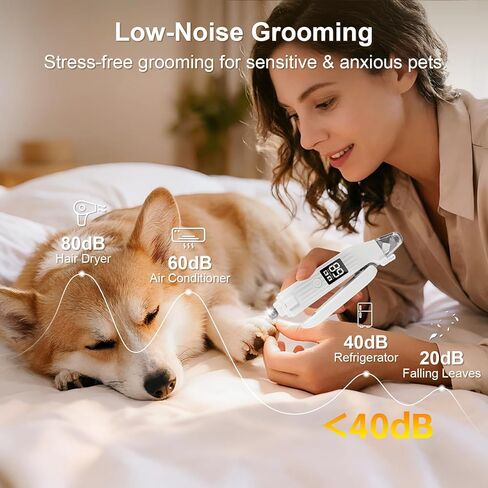 SZMDLX Cat & Dog Nail Trimmers, Electric Rechargeable Dog Nail Clippers & Dog Nail Grinder with 2 LED Light Paws Grooming Kit, Dog Nail File Quiet Pet Nail Clippers & Grinder Trimmer for Dogs and Cats in Kuwait