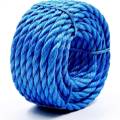 5/16" x 32' (8mm x 10m) 3 Strand Blue Twisted Polypropylene Tarp Rope - Multipurpose, Lightweight, Weather-Resistant Cord for Outdoor/Indoor Use and DIY Projects in Kuwait