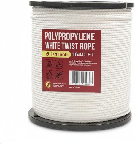 5/16" x 32' (8mm x 10m) 3 Strand Blue Twisted Polypropylene Tarp Rope - Multipurpose, Lightweight, Weather-Resistant Cord for Outdoor/Indoor Use and DIY Projects in Kuwait