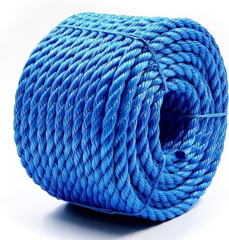 5/16" x 32' (8mm x 10m) 3 Strand Blue Twisted Polypropylene Tarp Rope - Multipurpose, Lightweight, Weather-Resistant Cord for Outdoor/Indoor Use and DIY Projects in Kuwait