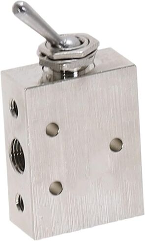 Exhaust Valve Silver Tone Alloy 2 Position 5 Way 1/8" Toggle Lever Mechanical Pneumatic Switch W Fittings(No Fittings) in Kuwait