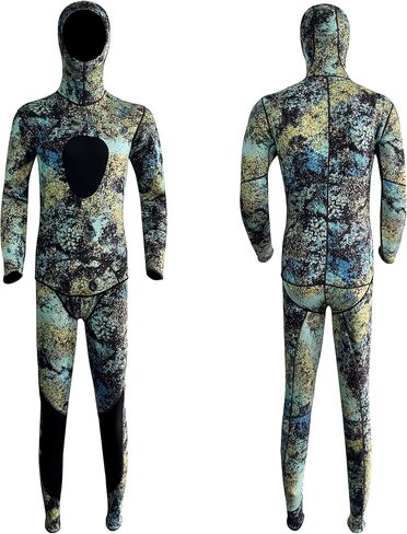 Hooded Camouflage 3MM Two-Piece Neoprene Wetsuit for Scuba Diving Swimming Underwater Hunting Wetsuit Keeps Warm and Cold in Saudi Arabia