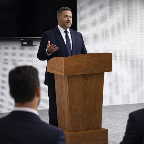 Wooden Podium Stand Lectern Walnut Color 16MM Wood Board Elegant Design with Storage Wooden Pulpit for Restaurants Churches Seminars Schools in Kuwait