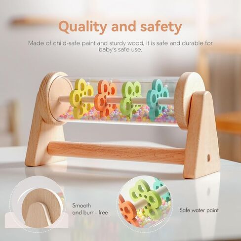 Colorful Rain Stick Toy – Musical Sensory Development Organizer, Nursery Block with Feature, Wooden Frame Gear with Feature, Stick Functional Styling, Learning Supplies for Kindergarten, Home, in Saudi Arabia