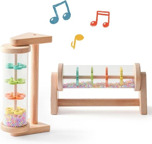 Colorful Rain Stick Toy – Musical Sensory Development Organizer, Nursery Block with Feature, Wooden Frame Gear with Feature, Stick Functional Styling, Learning Supplies for Kindergarten, Home, in Saudi Arabia