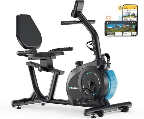 Recumbent Exercise Bike for Home with App Sync, 16-Level Magnetic Resistance, Quiet Recumbent Bike with Adjustable Seat & LCD Display for Adults and Seniors in Kuwait