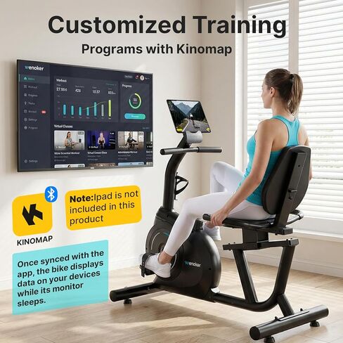 Recumbent Exercise Bike for Home with App Sync, 16-Level Magnetic Resistance, Quiet Recumbent Bike with Adjustable Seat & LCD Display for Adults and Seniors in Kuwait