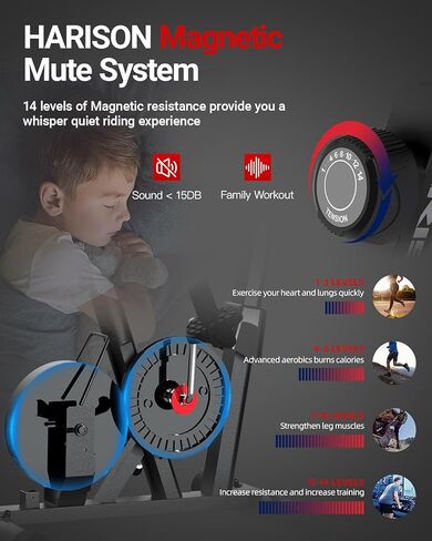 دراجة تمارين هاريسون للمنزل - دراجة ركوب داخلية مقاومة مغناطيسية بوزن 350 رطل، دراجات ثابتة مع شاشة LCD 2 في 1 وحامل للكمبيوتر اللوحي، ناعمة وهادئة لتمارين القلب in Kuwait
