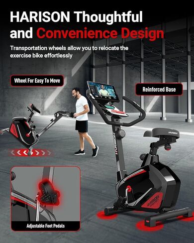 دراجة تمارين هاريسون للمنزل - دراجة ركوب داخلية مقاومة مغناطيسية بوزن 350 رطل، دراجات ثابتة مع شاشة LCD 2 في 1 وحامل للكمبيوتر اللوحي، ناعمة وهادئة لتمارين القلب in Kuwait