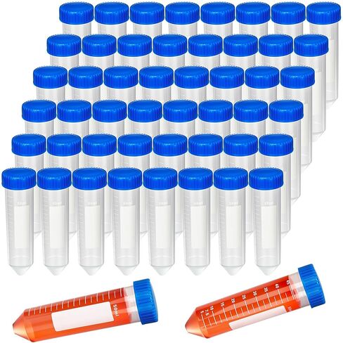 50 Pack 50 ml Conical Centrifuge Tubes Sterile Plastic Test Tubes with Screw Caps Plastic Container with Graduated and Write Marks for School Science Experiments in Saudi Arabia