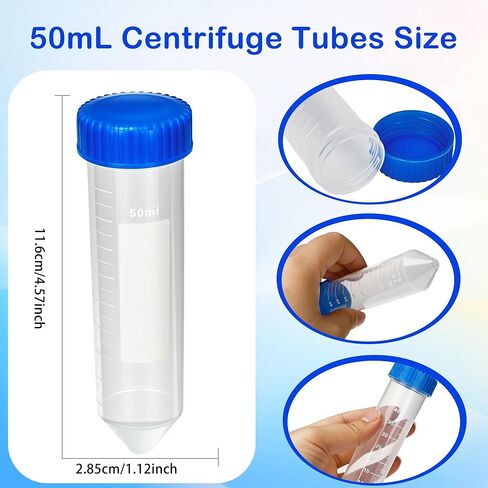 50 Pack 50 ml Conical Centrifuge Tubes Sterile Plastic Test Tubes with Screw Caps Plastic Container with Graduated and Write Marks for School Science Experiments in Saudi Arabia