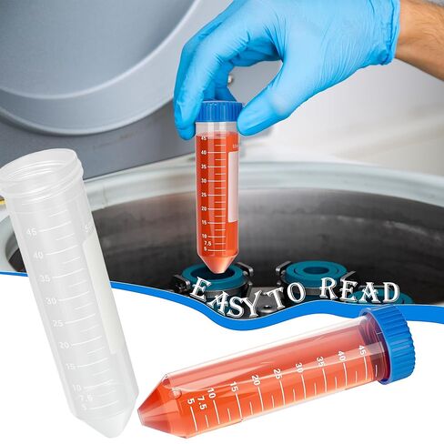 50 Pack 50 ml Conical Centrifuge Tubes Sterile Plastic Test Tubes with Screw Caps Plastic Container with Graduated and Write Marks for School Science Experiments in Saudi Arabia
