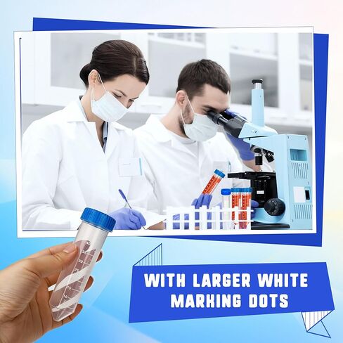 50 Pack 50 ml Conical Centrifuge Tubes Sterile Plastic Test Tubes with Screw Caps Plastic Container with Graduated and Write Marks for School Science Experiments in Saudi Arabia