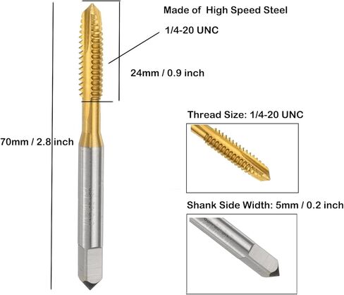 1/4 بوصة -20 صنابير لولبية ذات نقطة حلزونية UNC، أداة التنصت على الخيط اللولبي، لقمة نقر من الفولاذ عالي السرعة لطلاء التيتانيوم من أجل طحن الحفر، 10 قطع in Kuwait