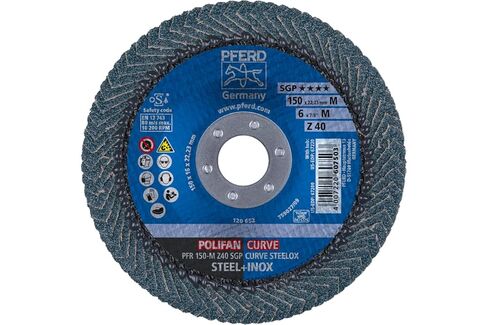 PFERD POLIFAN®-Curve Radial Type Flap Disc - 4-1/2" x 7/8", 40 Grit Zirconia, Welding Accessory and Angle Grinder Attachment - for Steel and Stainless Steel (INOX) Grinding - Pack of 1 - Part 67339 in Saudi Arabia