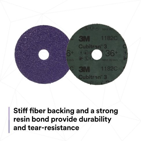 3M™ Cubitron™ 3 قرص ألياف 1182C، 80+، TN تغيير سريع، 4-1/2 بوصة، قالب 450E، 25/حقيبة in Kuwait