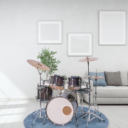 Anti-Skid Acoustic Drum Mat 1.2m Diameter Soundproof Cushion Pad for Jazz Drum Set with Insulation and Noise Reduction, Non-Slip Round Grey Rug for Musical Instruments in Kuwait